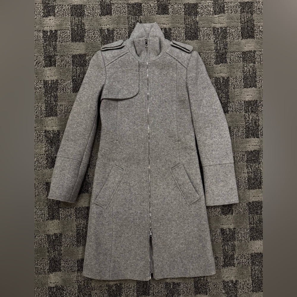 Patrizia Pepe Wool Classic Gray Trench Coat Size XS